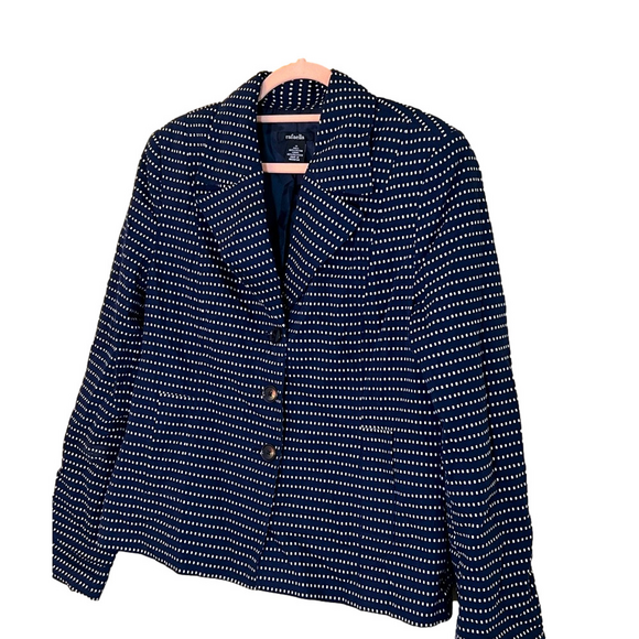 Women's Rafaella Blazer, cotton material, navy and white polka dot, size 14, EUC - Picture 1 of 4